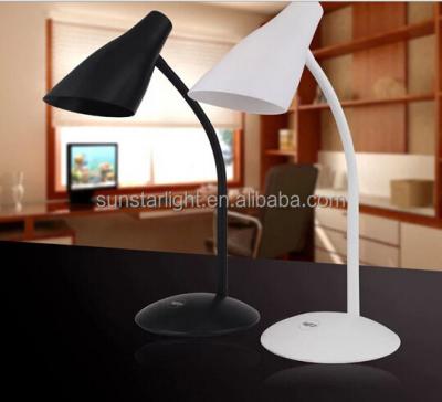 China Modern Adjustable Height Bend Desk Lamp Metal In Finish Two Black White Colors Bedroom Study Room Touch Table Lamp Available for sale