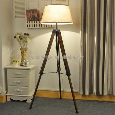 China Germany Modern Strong Light Solid Adjustable Tripod CE Certificate Wooden Floor Lamps / Light For Decorative Home Lighting for sale