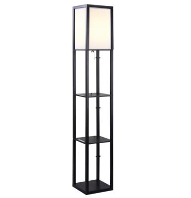 China Custom Modern Wooden Shelf Floor Lamp With Fabric Shade For Indoor Decoration for sale