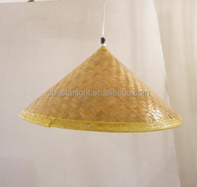 China Vintage Fancy Home Decorative Hat Shaped Chandelier Bamboo Bamboo Hand - Woven Pendant Lights / Lamps for sale