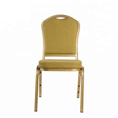 China Modern Manufactures Modern Gold Color Concert Hall Wedding Dining Aluminum Banquet Chair for sale