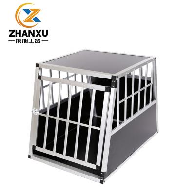 China Breathable Aluminum Single Door Car Travel Dog Crate for sale