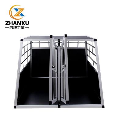 China Breathable Aluminum Double Doors Dog Cages for sale