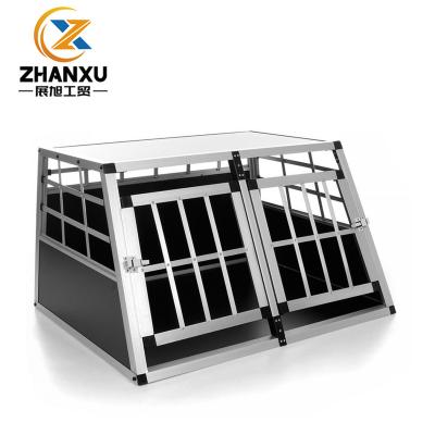 China Sturdy Breathable Large Dog Crate Car Carrier Double Pet Carrier Partition Wall Safe Dog Kennel for sale