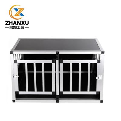 China Breathable Aluminum Double Doors Dog Cages for sale