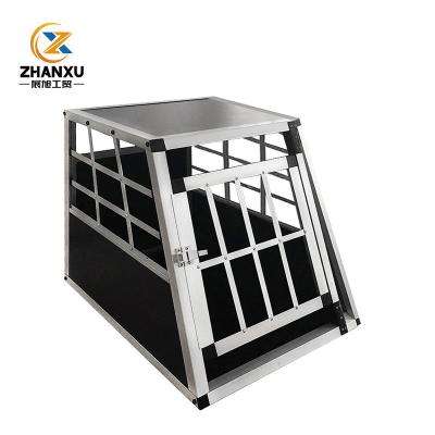 China Custom Breathable Heavy Duty Aluminum Single Door Car Transport Pet Dog Kennel Animal Carrier Cages for sale