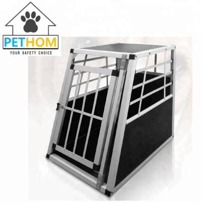 China Pets Dog Cat Puppy Vehicle Transport Travel Crate Carrier Lockable Breathable Aluminum Crate 55x77x69.5cm for sale