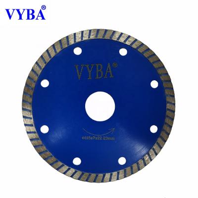 China Cutting 115x7x22.23mm turbo continuous-rim diamond blade diamond cutting marble disc for porcelain/ceramic cutting for sale