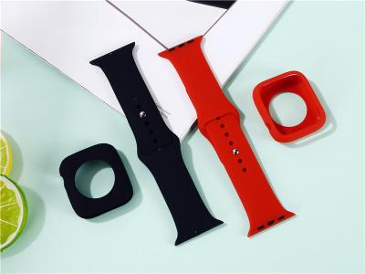 China Lightweight Silicone Band For Apple Watch 38mm 42mm Sports Strap Rubber Watch Strap For Iwatch 44mm 40mm For Apple Watch Series 6 Se 5 4 3 for sale