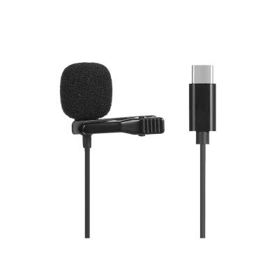 China Detachable Type C Lavalier Microphone Collar Lavalier Lapel MIC 1.5m 3.5mm Usb Wired Microphone Lavalier Lapel Microphone For Phone for sale