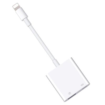 China Free Shipping Portable 2 in 1 Card Reader for Lightning to USB Digital Camera Reader OTG Date Connector Cable Adapter for iPhone for sale