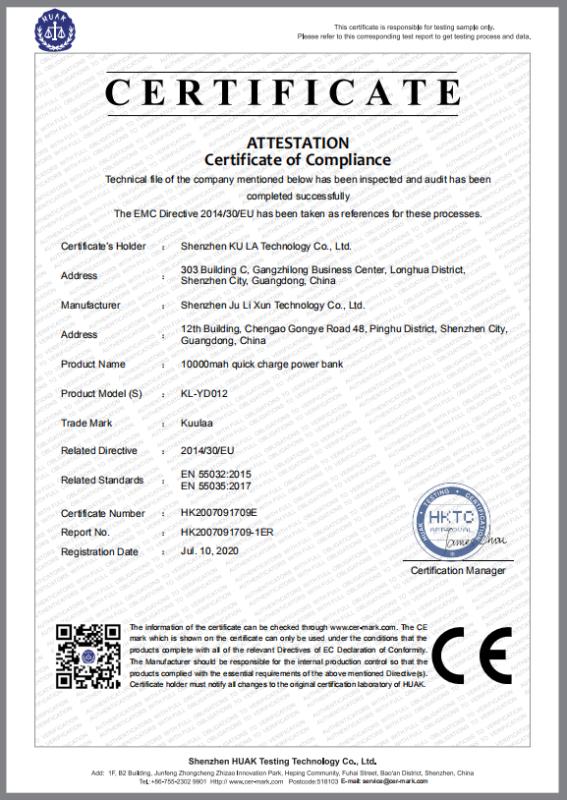 CE - Shenzhen Ku La Technology Co., Ltd.