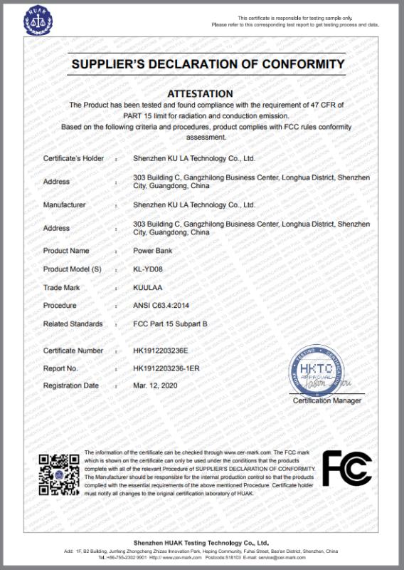 FCC - Shenzhen Ku La Technology Co., Ltd.