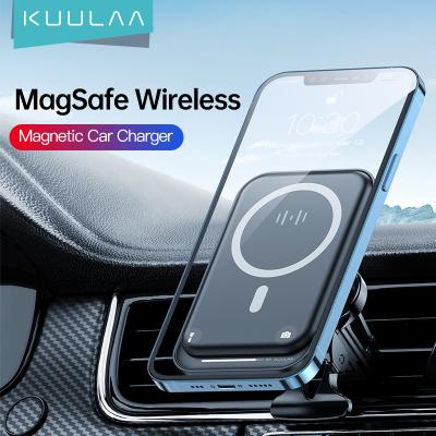 China Wholesale KUULAA Amazon Wireless Charger 5V 3A 15W Magnetic Wholesale Universal Car Phone 15W Fast Fast Charging Holder For iPhone 13pro Max for sale