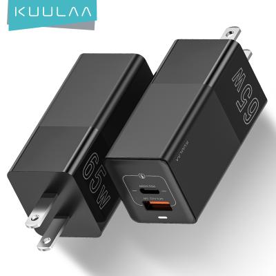 China New Technology GaN Gallium Nitride Charger KUULAA 65W USA Plug Wall Charger USB-C Palladium Charger GaN Charger For Laptop Smart Phone Super Fast Charging for sale