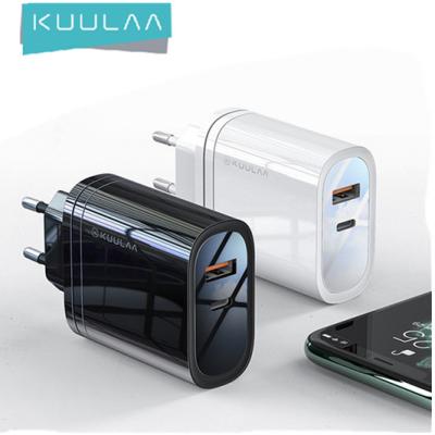 China KUULAA EU R-U USA Dual USB-C PD3.0 QC3.0 36W 20W 18W High Speed ​​Universal Portable Wall Charger For iPhone 12 for sale