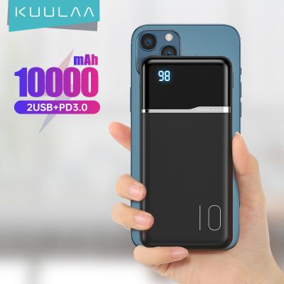 China Kuulaa New Arrival Fast Charge 2 Devices Support Digital Display Mobile Phone Charger Micro USB Power Banks 10000mah and USB C Input Latest for sale