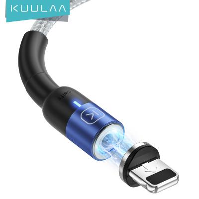 China KUULAA Factory Wholesale Magnetic 3 in 1 Micro Charging Cable 3A 2.4A Type C Fast Magnetic USB Magnetic Cable for iPhone for sale