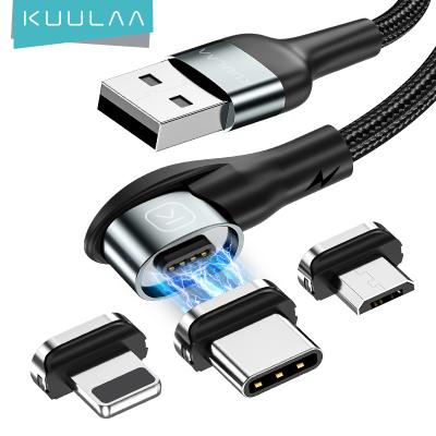 China Design Kuulaa Magnetic Nylon Braided Aluminum Alloy Magnetic Micro Usb Cable Charger Self 3A Magnet Cable Coil USB Charging Cable New for sale