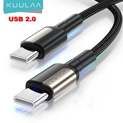 China High Durability PD 100W KUULAA Type C USB2.0 Braid 3A Nylon Type C Cable USB Charging Cable For USB Type C Devices for sale