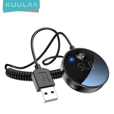 China BT 5.0 KUULAA FM Voice Navigation Launch AUX Receiver. TF Card Playback Output Car Phone BT 5.0 Handsfree With 1.2m Stretch Cable for sale