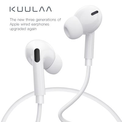 China 3D High Quality Stereo Sound KUULAA Generation 3 For iPhone 3.5mm Soft Material White Good Sound Good In-Ear Wired Headphones For iPhone for sale