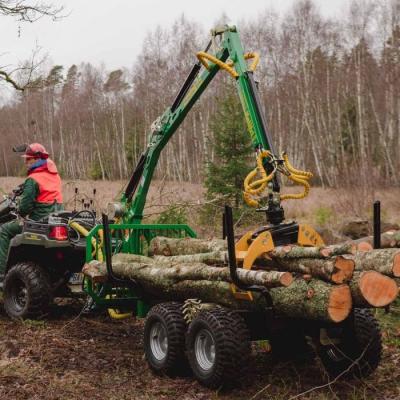 China Farms Log Forestry Trailer With Crane Log Grab Log Maintain Hot Sales for sale