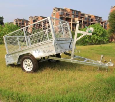 China Single Car Axle Hot Dip Galvanized Box Trailer Tipping Trailer With Cage for sale