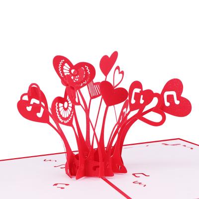 China Europe love heart flower valentines day 3d card pop up wedding invitation card for sale