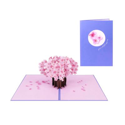 China Europe Cherry Flower 3D Pop Luxury Valentine's Day Card Wedding Invitation Card for sale