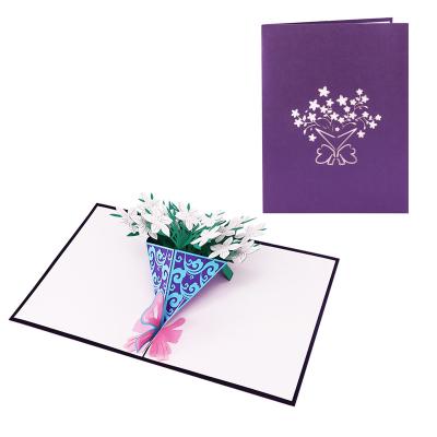 China Europe Thanks Giving 3d Pop Up Flower Bouquet Mothers Day Greeting Card for sale