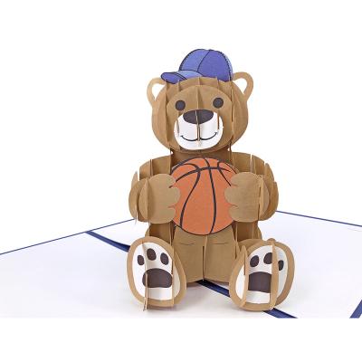 China Europe In The Running A Son 3d Special Pop Up Bear Greeting Card With Music for sale