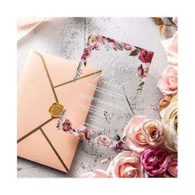 China Europe WINPSHENG Custom 2.5mm Flower Acrylic Wedding Invitation Handmade Greeting Cards for sale