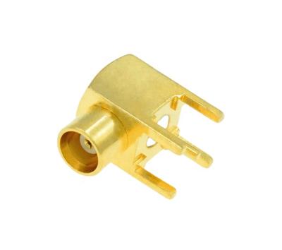 China RF Best Selling Brass Right Angle Coaxial RF MCX Female Connector For PCB Mount for sale