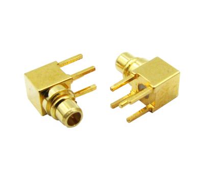 China High Quality Pure Copper Right Angle MCX Coaxial Low RF Loss RF Male Connector For PCB Mount for sale