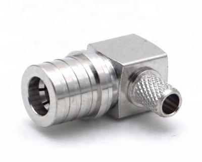 China Cheap price RF QMA plug right angle for rg142 QMA male for rg142 QMA connector nickel plating for sale