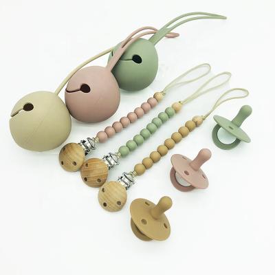 China BPA Free Baby Sublimation Pacifier Holder Chain Silicone Wooden Pacifier Clip for sale