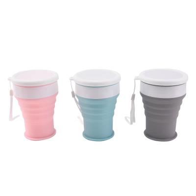 China Sustainable Collapsible Collapsible Silicone 250ml Coffee Mug Drinking Cup With Lid for sale