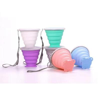 China Sustainable Portable Collapsible Cup Silicone Travel Silicone Folding Camping Cup With Lids for sale