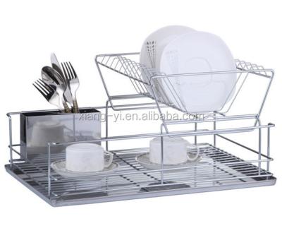 China Two Tier Stainless Steel Sustainable Dish Rack With Tray And Cutlery Rack XY-A1063-2 for sale