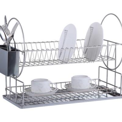 China New Arrival Sustainable Stainless Steel Two Tier Dish Rack for sale