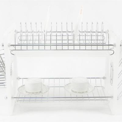 China Sustainable 2 Layer Kitchen Metal Wire Dish Dish Drainer Storage Rack Rack for sale