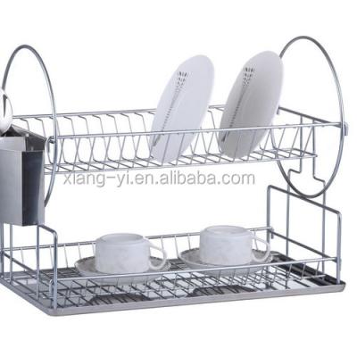 China 2 Layer Stainless Steel Kitchen Dish Rack Drain Rack Dishwasher Sink Dish Durable Storage Rack for sale