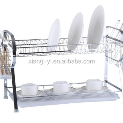 China Workable 2 Layer Sink Dish Rack Stainless Steel Storage Chopsticks Drain Kitchen Organizer Rack Over Sink Dish Drying Rack for sale