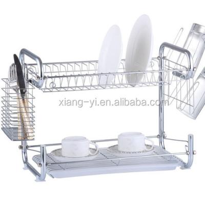 China High Quality Sustainable Kitchen Storage Double Storage Rack Stainless Steel Dish Rack With Drain Board for sale