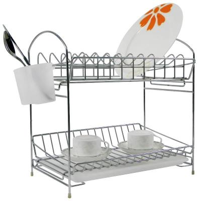 China Sustainable Wide Space Kitchen Shelves and 2 Tier Dish Racks with Portable Handles for sale