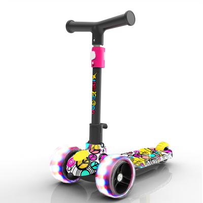 China 2021 Child New 3 Wheel Girl Kick Scooter Baby Toy Adjustable 3 Foot PU LED Scooter Children's Scooter for sale