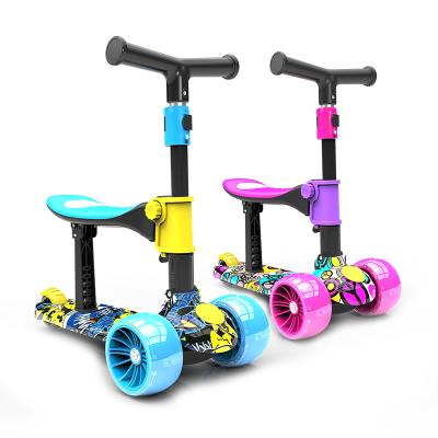 China 2021 High Quality Child Pink Blue Children's Scooter Folding Three Wheeled Children's Kick Scooter for sale