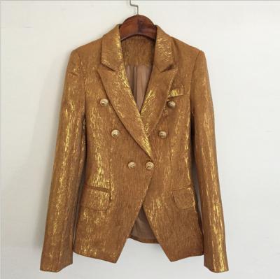 China Top Quality Anti Shrink Celebrity Evening Club Wear Gold Ladies Suit Runway Jackets Women for sale