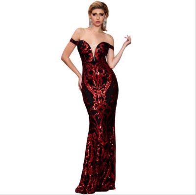 China Anti-static Fashion Sequin Women Celebrity Nightclub Strapless Party Wear Long Dresses for sale